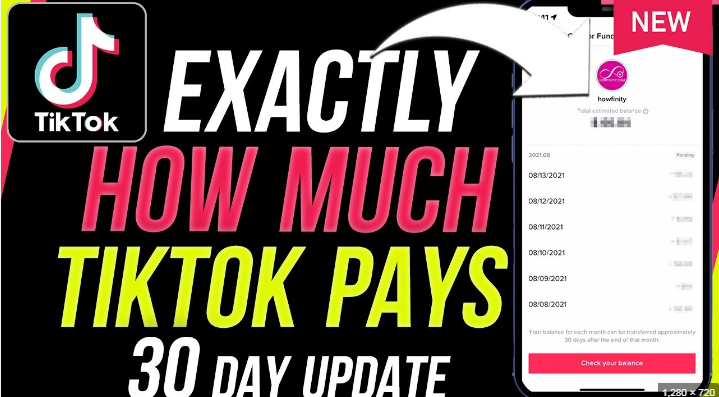 how much tiktok pay in 30 day